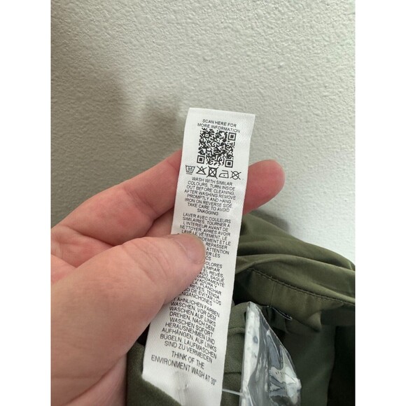 ASOS Sz 10 Asymmetrical Ruched Mini Skirt Green Side Button Detail Cotton Blend - Picture 11 of 12